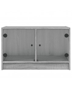 Mobile Porta TV con Ante in Vetro Grigio Sonoma 68x37x42 cm