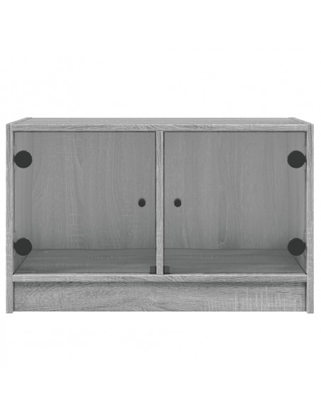 Mobile Porta TV con Ante in Vetro Grigio Sonoma 68x37x42 cm