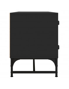 Mobile Porta TV con Ante in Vetro Nero 102x37x50 cm