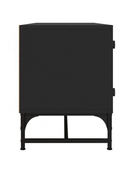 Mobile Porta TV con Ante in Vetro Nero 102x37x50 cm