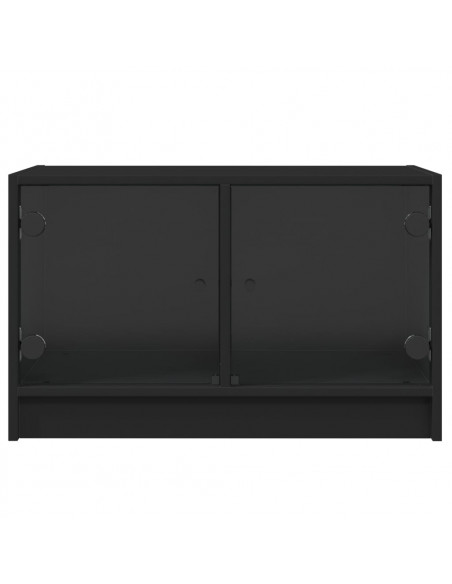 Mobile Porta TV con Ante in Vetro Nero 68x37x42 cm