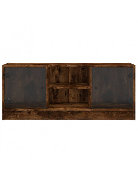 Mobile Porta TV con Ante in Vetro Rovere Fumo 102x37x42 cm