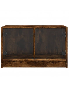 Mobile Porta TV con Ante in Vetro Rovere Fumo 68x37x42 cm