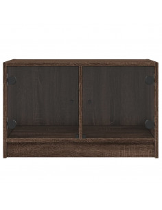 Mobile Porta TV con Ante in Vetro Rovere Marrone 68x37x42 cm