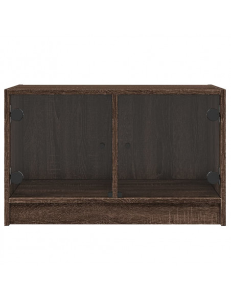 Mobile Porta TV con Ante in Vetro Rovere Marrone 68x37x42 cm
