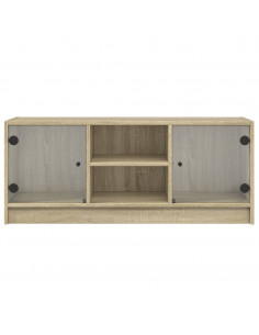 Mobile Porta TV con Ante in Vetro Rovere Sonoma 102x37x42 cm