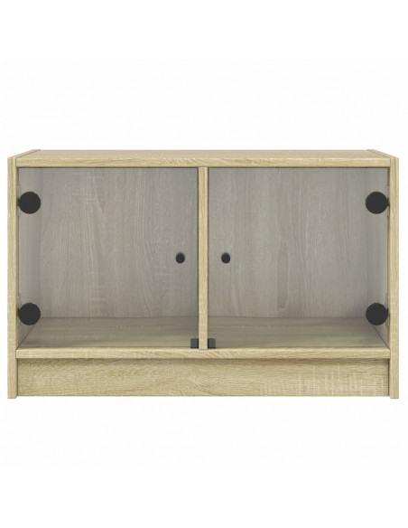 Mobile Porta TV con Ante in Vetro Rovere Sonoma 68x37x42 cm