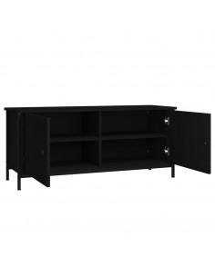 Mobile Porta TV con Ante Nero 102x35x45 cm in Legno Multistrato