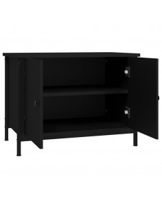 Mobile Porta TV con Ante Nero 60x35x45 cm in Legno Multistrato