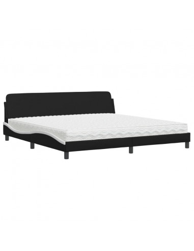 Letto con Materasso Nero e Bianco 200x200cm in Similpelle