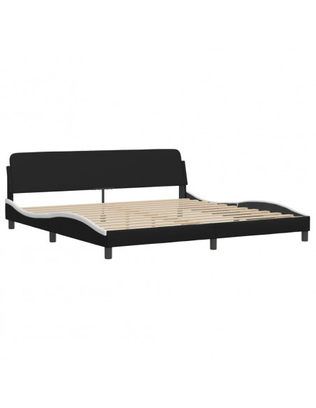 Letto con Materasso Nero e Bianco 200x200cm in Similpelle