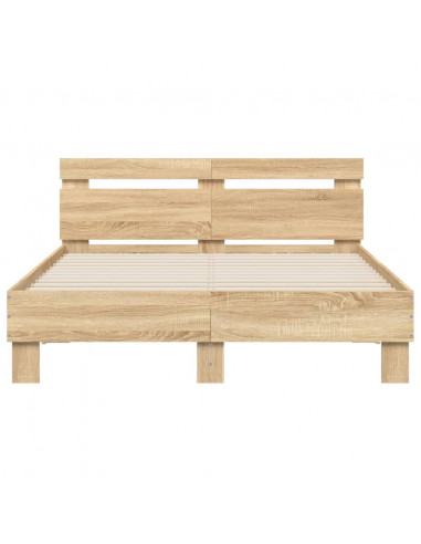 Giroletto con Testiera e LED Rovere Sonoma 120x190 cm