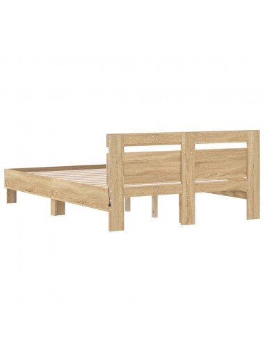 Giroletto con Testiera e LED Rovere Sonoma 120x190 cm