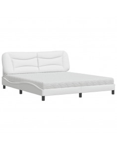 Letto con Materasso Bianco 180x200 cm in Similpelle 2