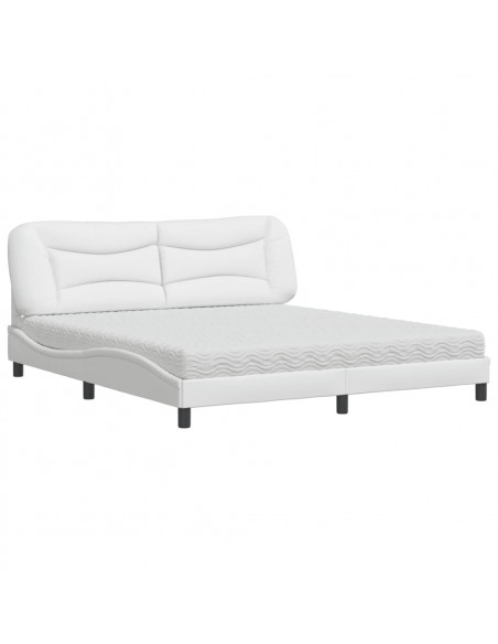 Letto con Materasso Bianco 180x200 cm in Similpelle