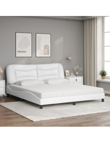 Letto con Materasso Bianco 180x200 cm in Similpelle