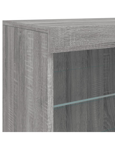 Credenza con Luci LED Grigio Sonoma 60,5x37x67 cm