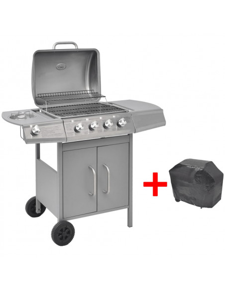 Griglia Barbecue a Gas 4+1 Fornelli Argento