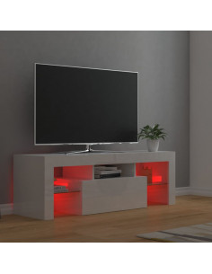Mobile Porta TV con Luci LED Bianco Lucido 120x35x40 cm