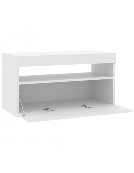 Mobile Porta TV con Luci LED Bianco Lucido 75x35x40 cm