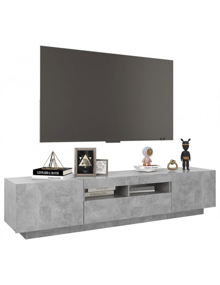 Mobile Porta TV con Luci LED Grigio Cemento 180x35x40 cm