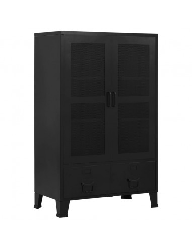 Armadio Ufficio Reticolato Industriale Nero 75x40x120cm Acciaio