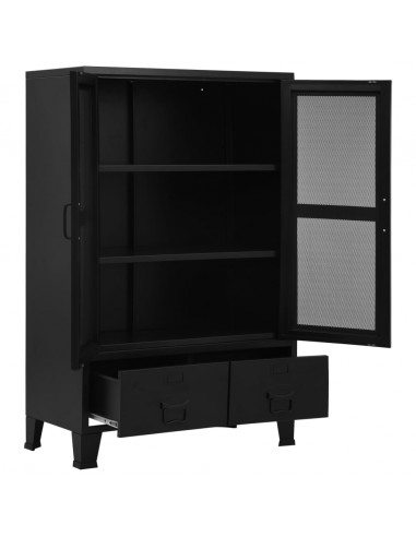 Armadio Ufficio Reticolato Industriale Nero 75x40x120cm Acciaio