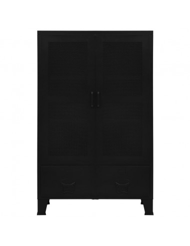 Armadio Ufficio Reticolato Industriale Nero 75x40x120cm Acciaio