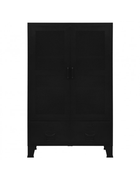 Armadio Ufficio Reticolato Industriale Nero 75x40x120cm Acciaio