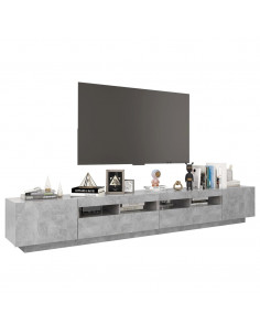 Mobile Porta TV con Luci LED Grigio Cemento 260x35x40 cm