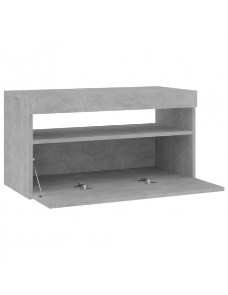 Mobile Porta TV con Luci LED Grigio Cemento 75x35x40 cm
