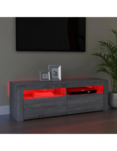 Mobile Porta TV con Luci LED Grigio Sonoma 120x35x40 cmcm