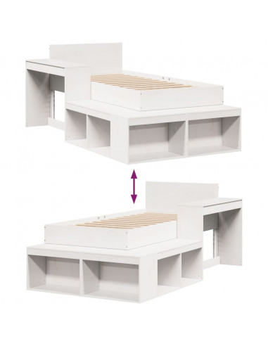 Giroletto senza Materasso Bianco 80x200 cm Legno Massello Pino