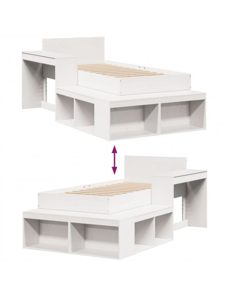 Giroletto senza Materasso Bianco 80x200 cm Legno Massello Pino