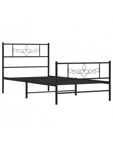 Giroletto con Testiera e Pediera Metallo Nero 80x200 cm