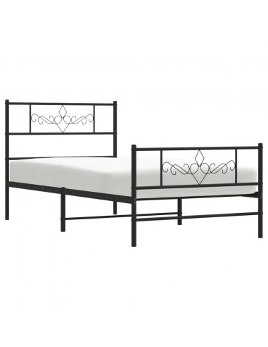 Giroletto con Testiera e Pediera Metallo Nero 80x200 cm