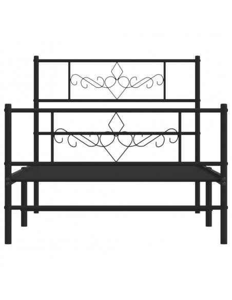 Giroletto con Testiera e Pediera Metallo Nero 80x200 cm