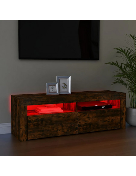 Mobile Porta TV con Luci LED Rovere Fumo 120x35x40 cm