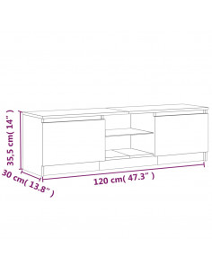 Mobile Porta TV con Luci LED Rovere Marrone 120x30x35,5 cm