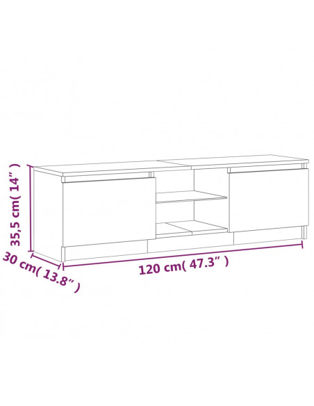 Mobile Porta TV con Luci LED Rovere Marrone 120x30x35,5 cm