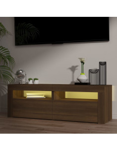 Mobile Porta TV con Luci LED Rovere Marrone 120x35x40 cm