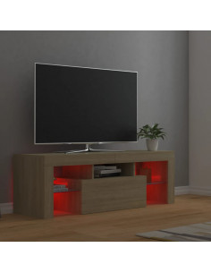Mobile Porta TV con Luci LED Rovere Sonoma 120x35x40 cm