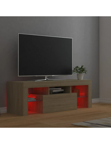 Mobile Porta TV con Luci LED Rovere Sonoma 120x35x40 cm