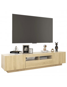 Mobile Porta TV con Luci LED Rovere Sonoma 180x35x40 cm