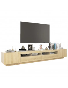 Mobile Porta TV con Luci LED Rovere Sonoma 260x35x40 cm