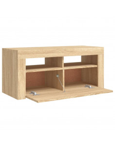 Mobile Porta TV con Luci LED Rovere Sonoma 90x35x40 cm