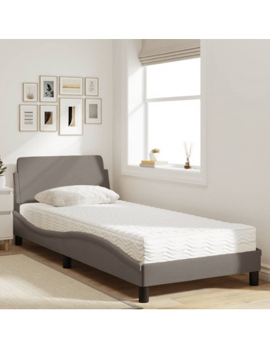 Letto con Materasso Tortora 90x200 cm in Tessuto