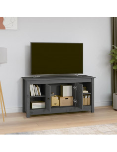 Mobile Porta TV Grigio 103x36,5x52 cm in Legno Massello di Pino