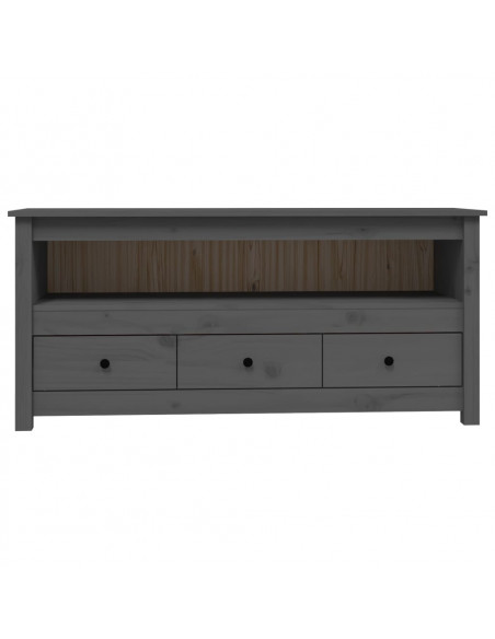 Mobile Porta TV Grigio 114x35x52 cm in Legno Massello di Pino