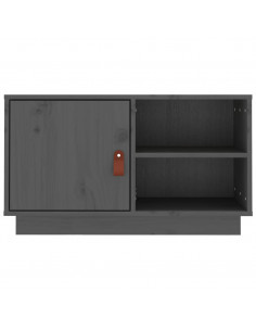 Mobile Porta TV Grigio 70x34x40 cm in Legno Massello di Pino